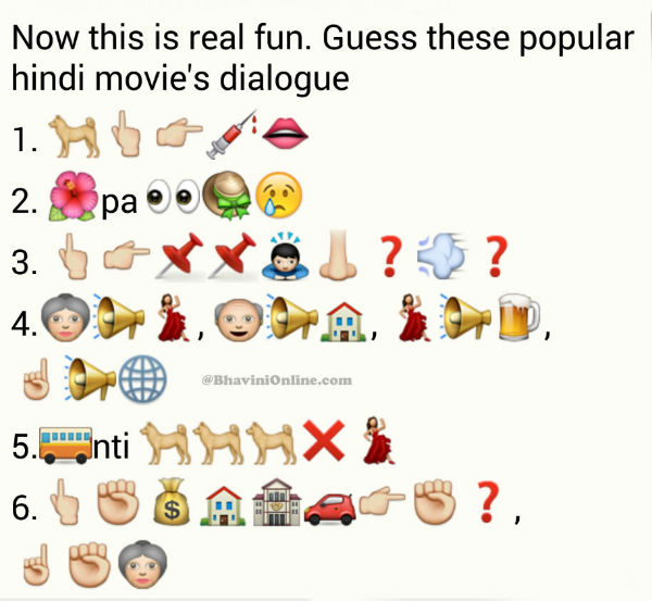 Guess Hindi Movie Dialogues from whatsapp emoticons