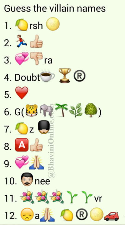 Whatsapp Puzzles Guess Indian Villain Names From Emoticons and Smileys