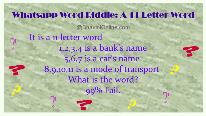 Whatsapp Word Riddle: A 11 Letter Word 
