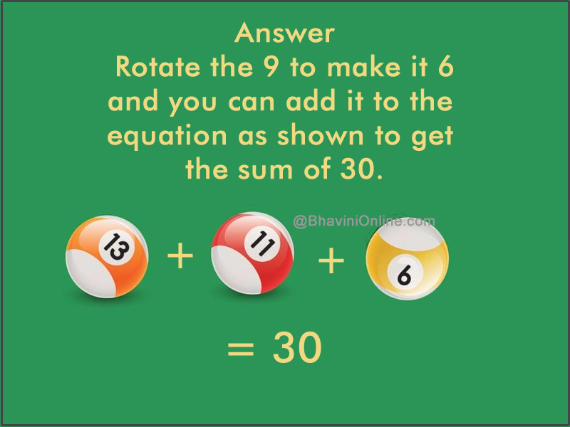 Fun With Maths Select 3 Pool Balls to Get the Sum of 30